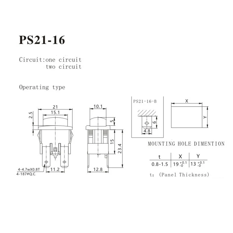 Hanging Iron Vacuum Cleaner Power Switch 4 Feet With Light Ps21-16 Self-Lock On Off Push Button Rocker Switch PS21-16 With Light