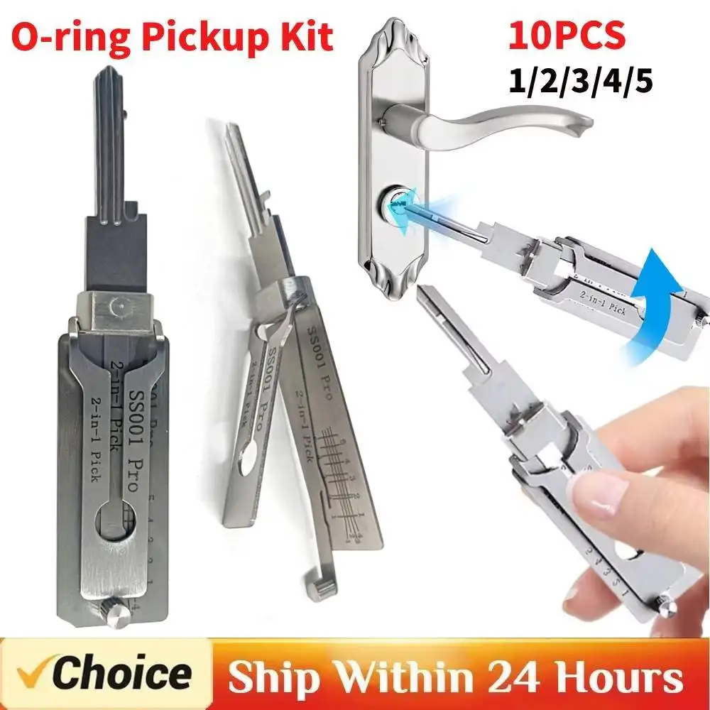 SS001pro Stainless Steel Key Decoder 2 In 1 Precision Hook &Pick Set Lock Decoder O-ring Pickup Kit Maintenance Repair Hand Tool