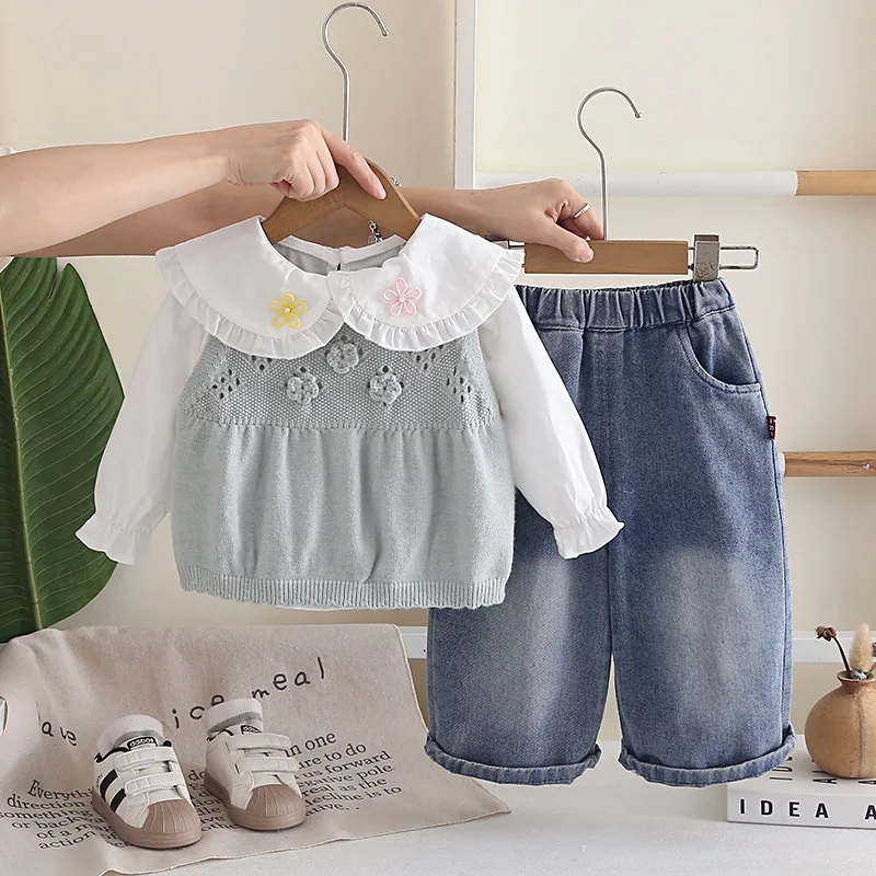 New Spring Autumn Baby Clothes Children Vest T-Shirt Pants 3Pcs/Sets Infant Girls Clothing Suit Toddler Costume Kids Tracksuits