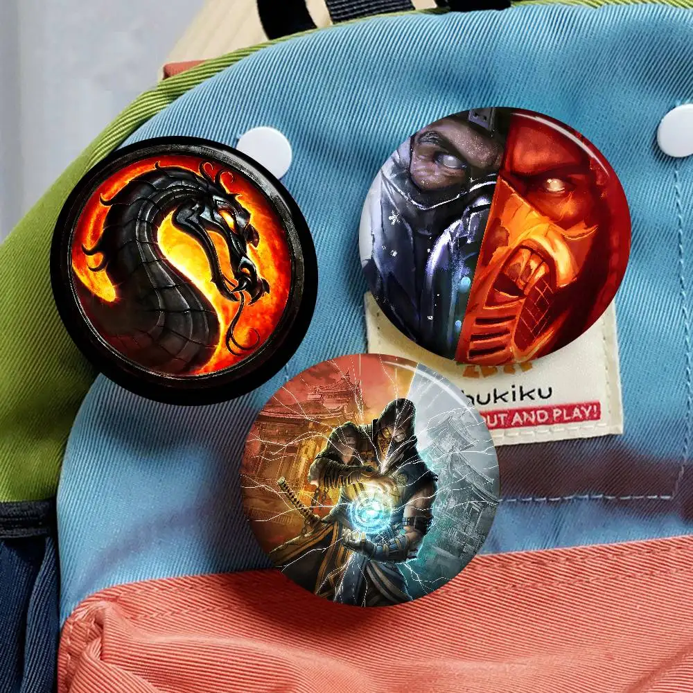 M-Mortal Kombat 32/44/58mm Handmade Pin Round Funny Snap-in Brooches for Backpack Cothes Accessories Badge Hat Decoration