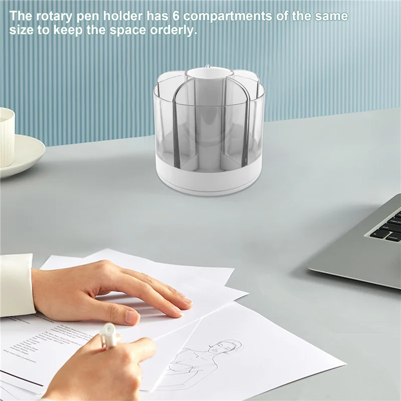 AED7-1 Uds. Para organizador de cosméticos de escritorio, portalápices giratorio de 360 grados para pinceles, marcadores de crayón, color blanco
