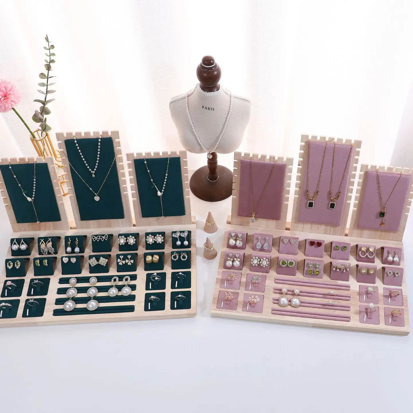 

Элегантная деревянная подставка для ювелирных изделий, многофункциональное ожерелье, браслет, серьги, стеллаж для хранения колец, органайзер, стойка, витрина, реквизит