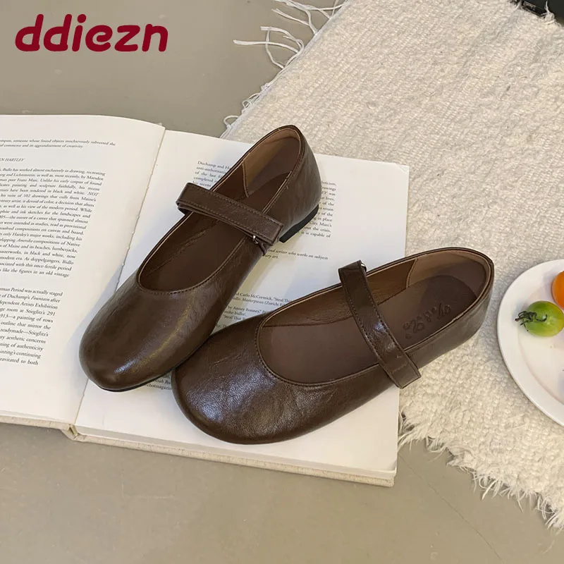

lady Soft Fashion Hook Loop Women Mary Janes Flats Shoes Female Shallow Footwear Round Toe Ladies Ballet Flats Slip On Shoes