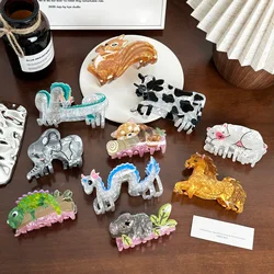 Funny Acrylic Cartoon Animal Hairpin New Squirrel Loong Bear Shape Hair Clip Claw For Women Girls Fixed Of Hair Accessories