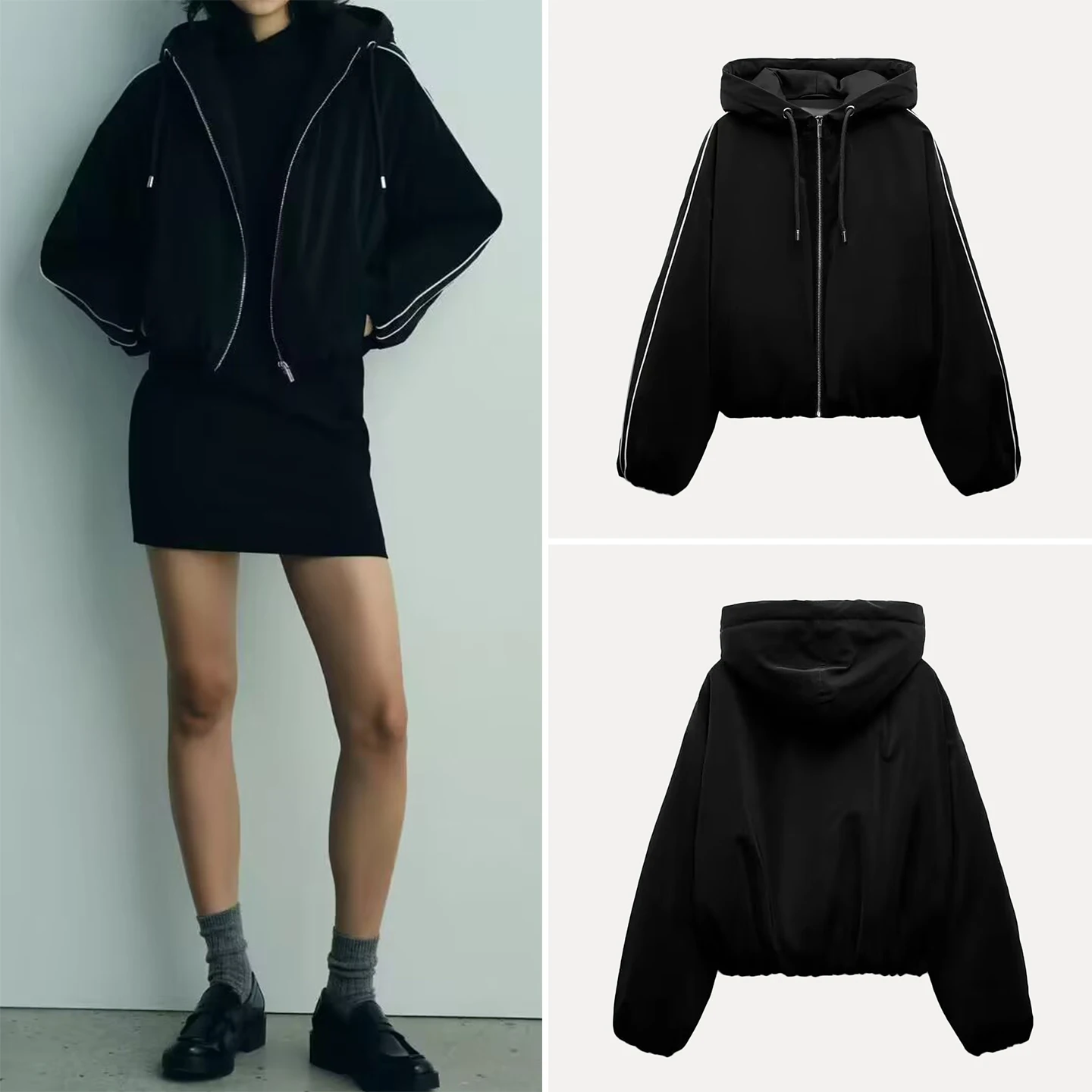 

Faionable Color Blo Long Sve Warm Jaet Women's Autumn New Arrival Z Commute Sle Loose Fit ort Coat