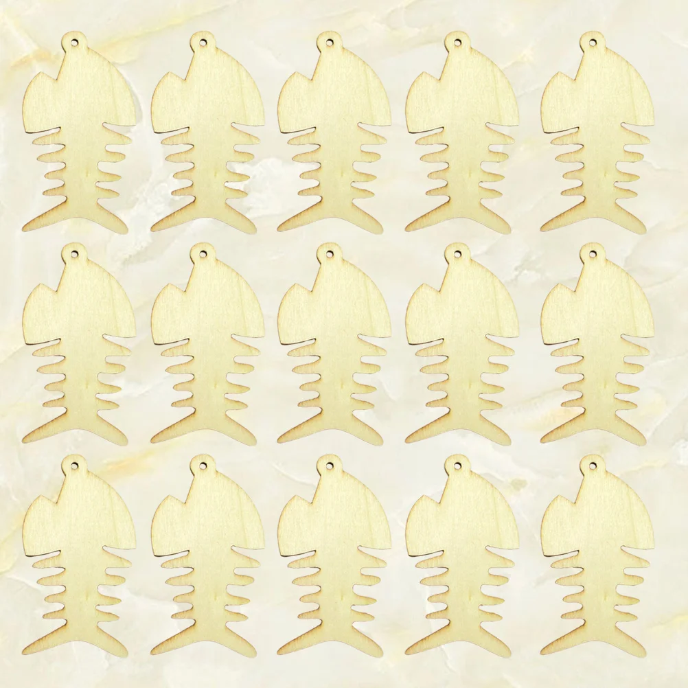

3pcs Wooden Fishbone Decorations Blank Wood Ornaments For Diy Painting Crafts Kids Art Projects Hanging Embellishments