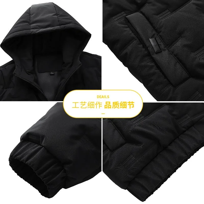 2023 Autumn and Winter New Fashion Solid Color Thick Warm Jacket Men\'s Casual Loose Comfortable Large Size Cotton-Padded Jacket