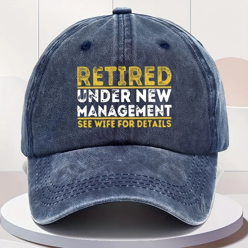 

Мужская забавная бейсболка с надписью "Retired Under New Management" — легкая дышащая кепка с яркой желтой надписью, прочная, повседневная.