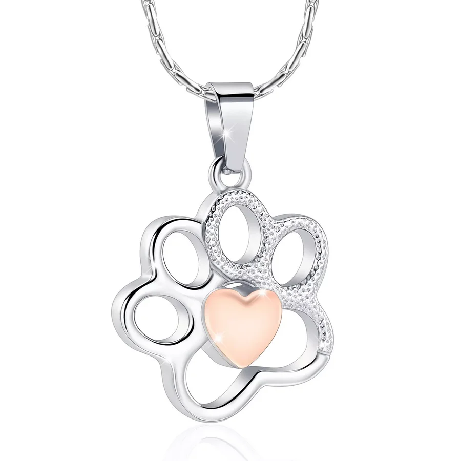 

K0225-4 New Design Paw Shape Stainless Steel Cremation Urn Necklace for Pet Ashes Holder Keepsake Stainless Steel Jewlery