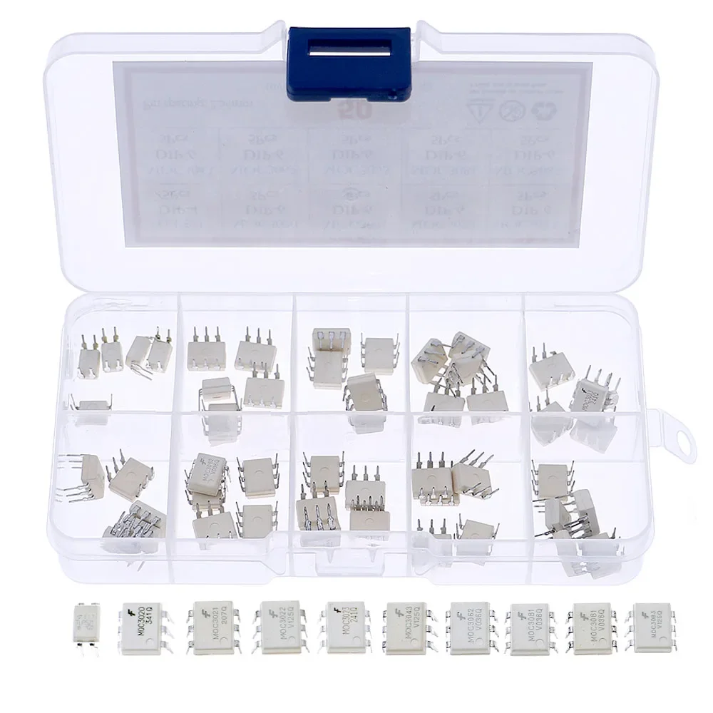 50pcs/Box DIP Optocoupler Kit TLP521 MOC3020 MOC3021 MOC3022 MOC3023 MOC3043 MOC3062 MOC3063 MOC3081 MOC3083