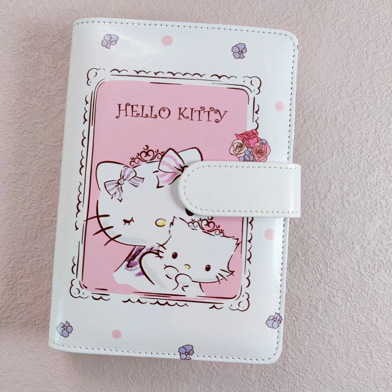 A6 Cute Cat 6 Ring Binder PU Clip-on Notebook Leather Loose Leaf Notebook Cover Notebooks Journal Kawaii Stationery