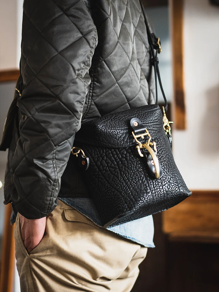 Weekend daily travel high-quality genuine leather men's phone shoulder bag designer handmade cowhide teens small crossbody bag