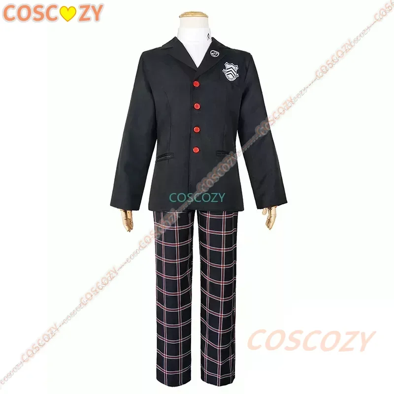 Game Persona 5 Ren Amamiya Akira Kurusu Kostum Cosplay Men's School Uniform Unisex Halloween Suit Coat Party Black Uniform Set