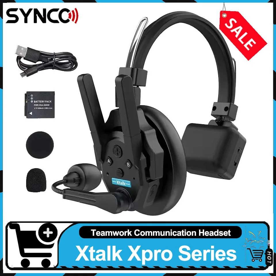 SYNCO Xtalk Xpro Series 2.4GHz Wireless Teamwork Communication Headset Real-time Monitor Single-ear Headset for Outdoor