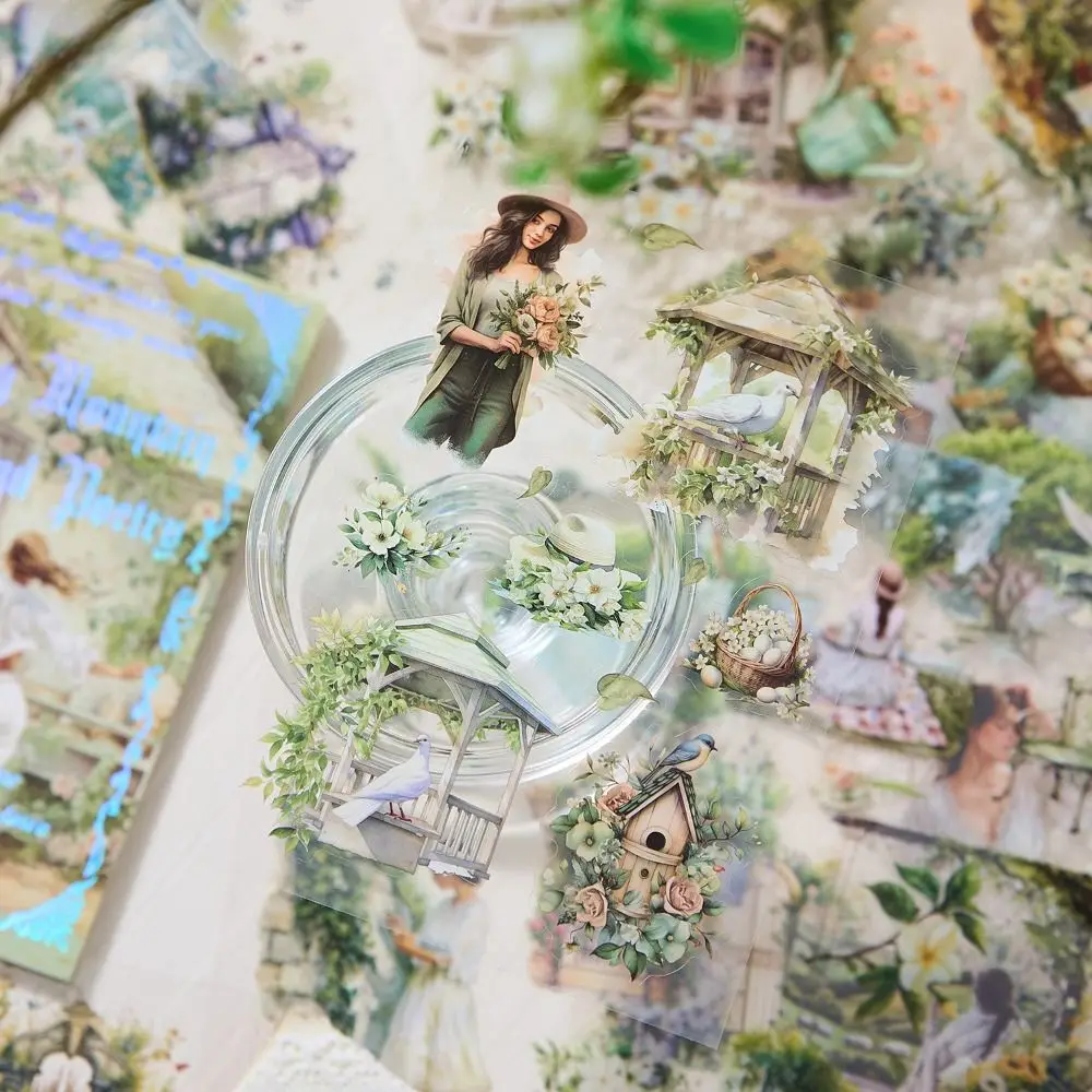 20 pcs/pack Die-cut Sticker Book Floating Light Shallow Dream Series PET Theme Handbook Sticker Retro Girl Character