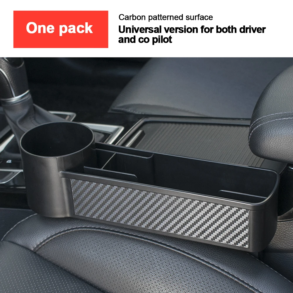 Car Seat Gap Storage Box Durable Auto Console Side Storage Box with Cup Holder Lightweight  Large Capacity Car Supplies