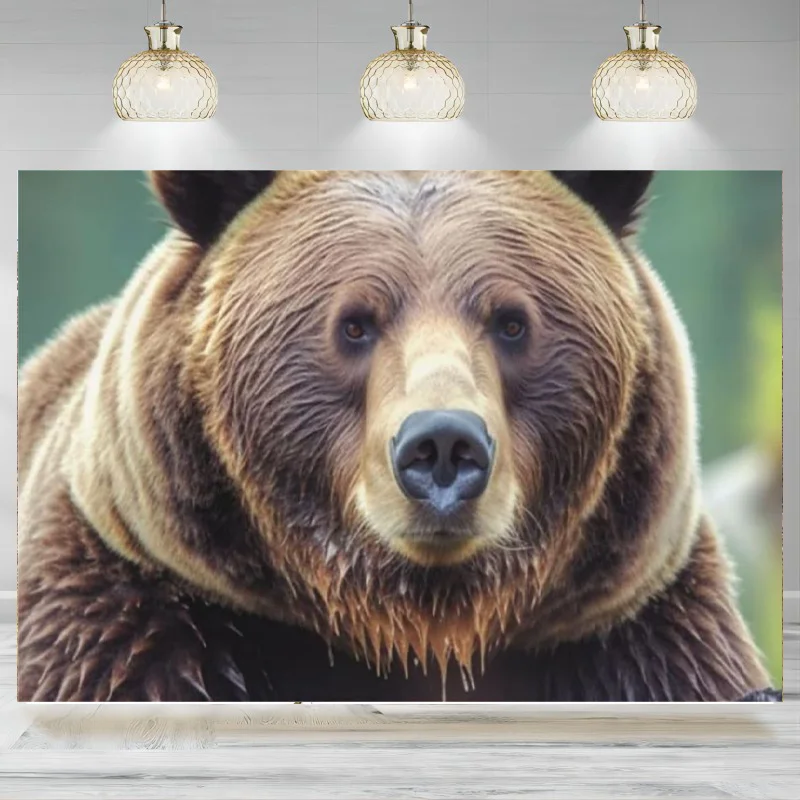 

Grizzly Bear Party Banner Decoration Festival Photographic Background Christmas Birthday Gathering Backdrop Banner