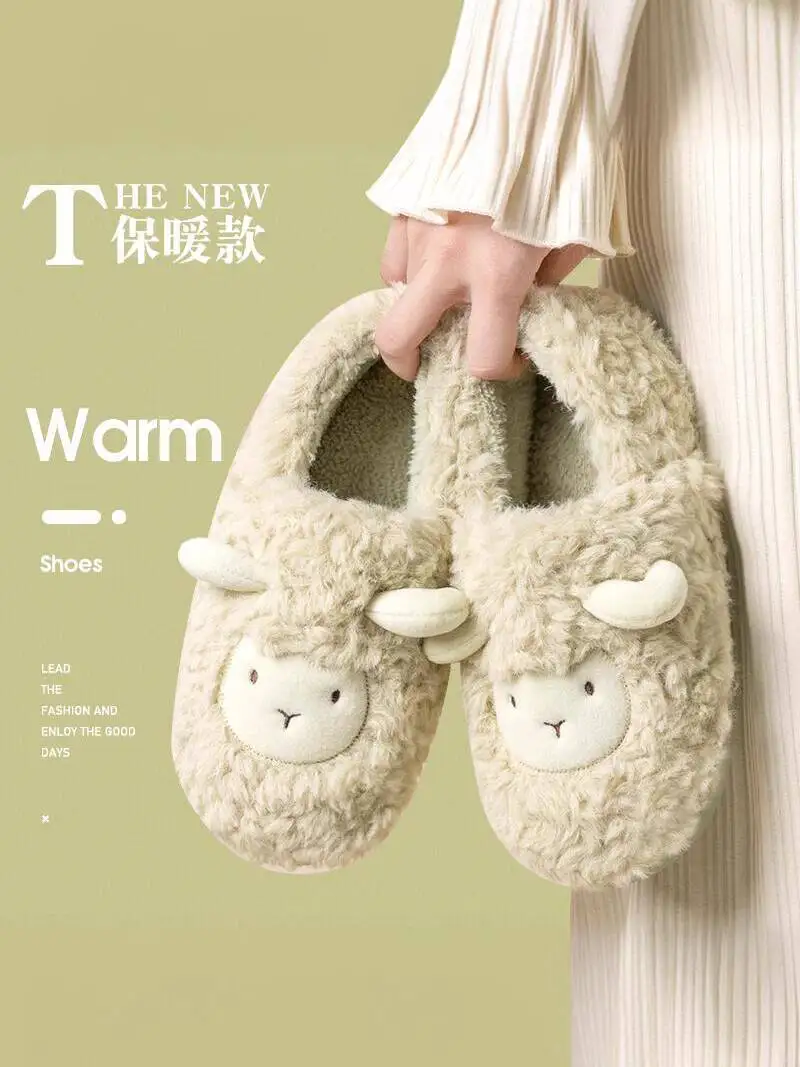 

Unisex Sheep Home Slippers 2025 Autumn Winter Cotton Slippers Women & Men Warm Plush Slippers For Indoor Home & Outdoor Wear