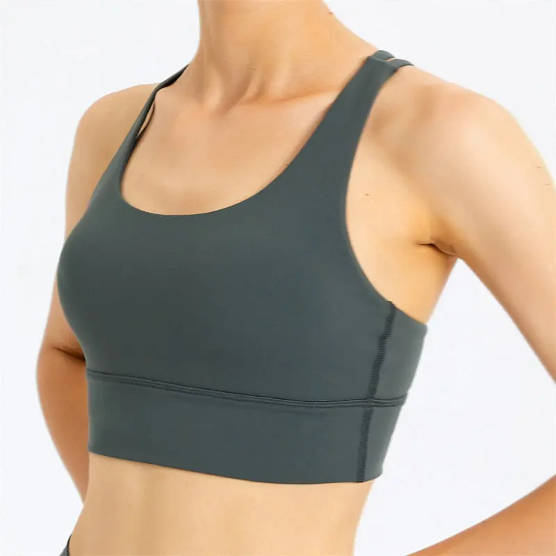 Nepoagym MAGIC Criss Cross Sports Bra Medium Support Brushed Soft for Gym Fitness Workout Push Up Bra with Removable Padding