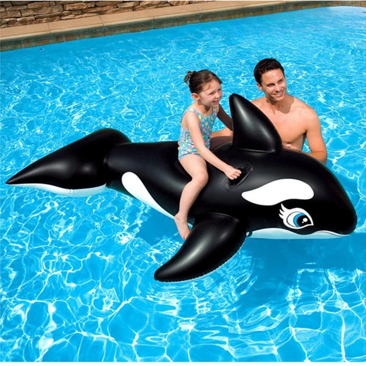 Flotador Inflable Grande para Piscina con Forma de Animales – Ballena Negra, Cocodrilo y Tortuga Marina para Niños y Adultos, Diversión Acuática de Verano