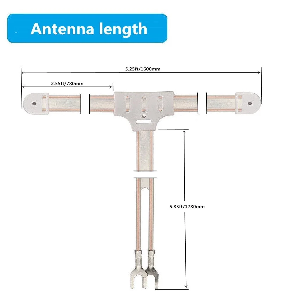 300Ohm Spade Terminal T Shape FM Dipole Radio Antenna for Hi-Fi DAB Indoor Yamaha Sharp JVC Denon Marantz Vintage Stereo Tuner