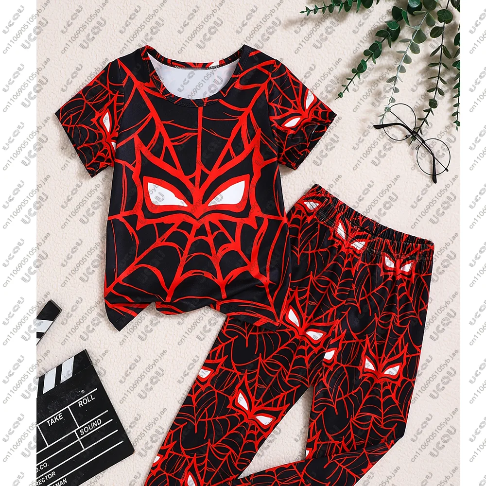 

Футболка в стиле аниме Y2k, подарок для взрослых, женщин и детей, пижамная футболка с изображением Человека-паука, толстовка унисекс для мальчиков и девочек, повседневный топ, костюм, комплект, вечерние пижамы, брюки