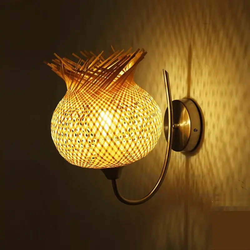 

Creative Bamboo Flower Wall Lamp Japan Style Handmade Sconce Aisle Doorway Foyer Corridor Staircase Teahouse Cafe Bedside Light