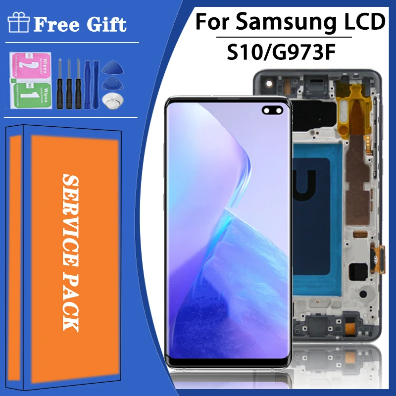 6.1“inch For Samsung S10 G973F/DS G973U G973 SM-G973 LCD With Frame Touch Screen Digitizer Assembly For SamsungS10 Display