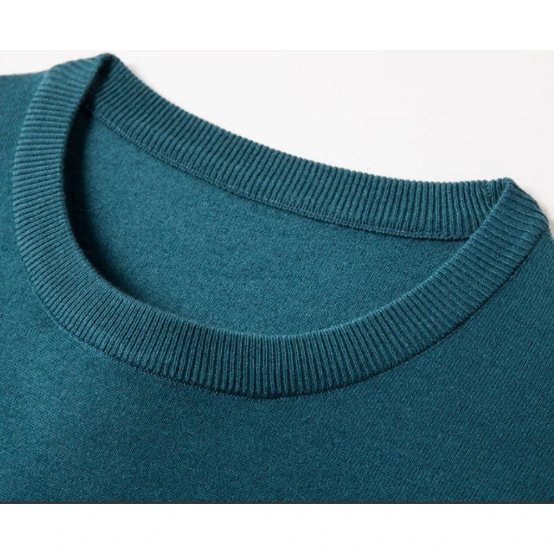 High end 100% Sheep Wool Fabric Men's Business Shirt High-Quality O-Neck Collar Pullover Sweater Classic Casual Slim Men's Tops