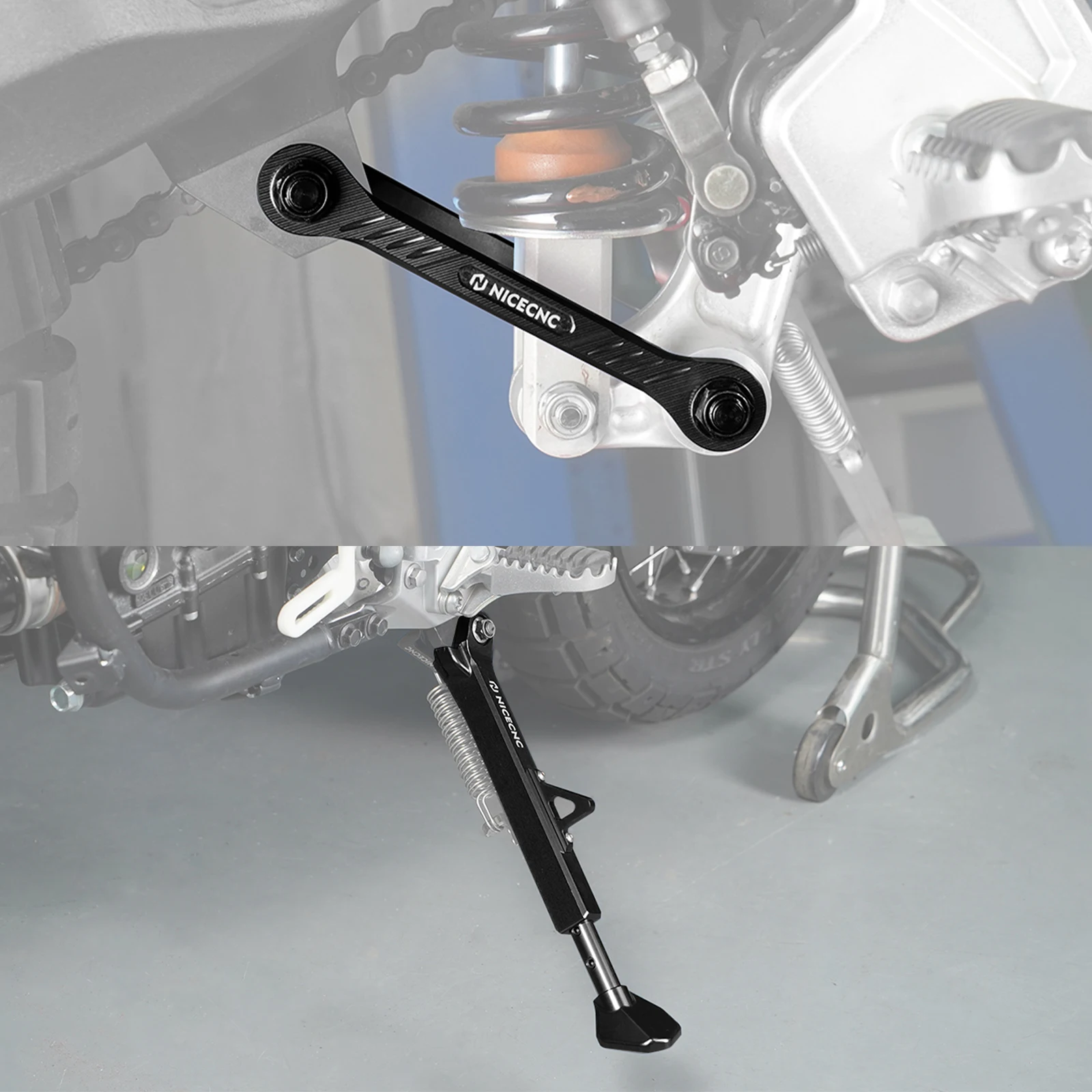 Für Yamaha Tenere 700 T700 2019-2024 Verstellbarer 25-50mm Seitenständer Parkständer 1,5 Zoll/38MM Tieferlegungsglied – Detail 8