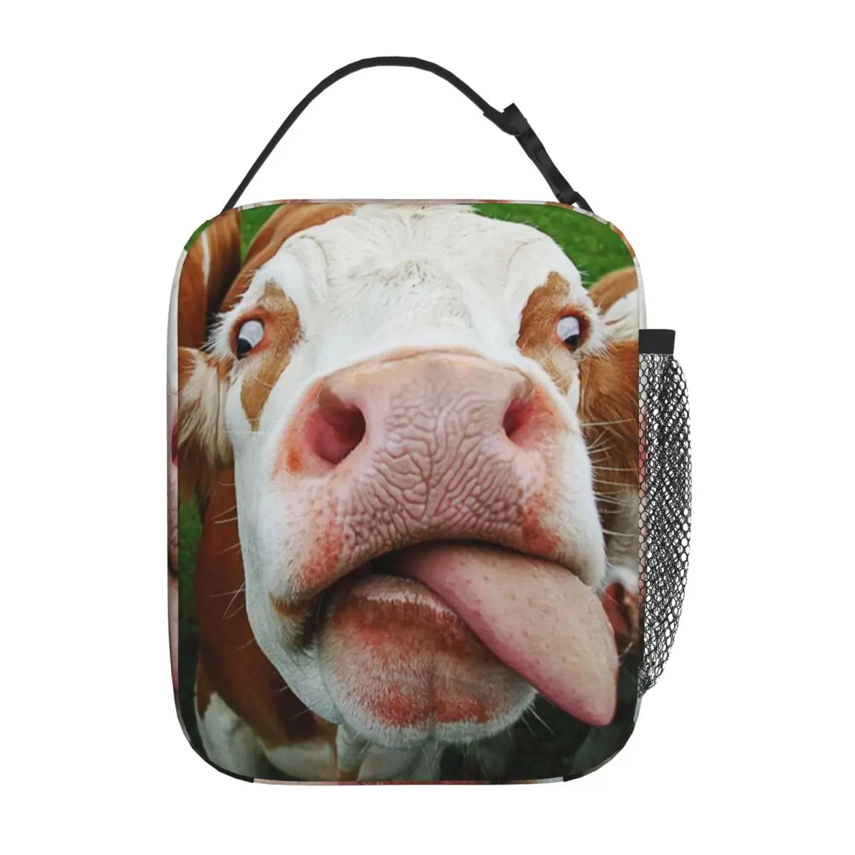 Bestselling Cow Lover Funny Face Milk Pet Cute Animals Gifts With Tongue Licking Office Style Kids Lunch Bag Bus Trip Snack Bag