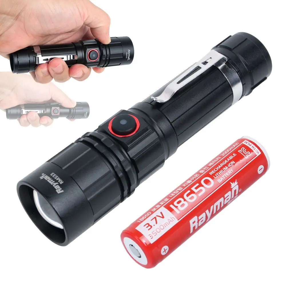 Lei man LED flash zoom light flashlight type C rechargeable RM533-3500