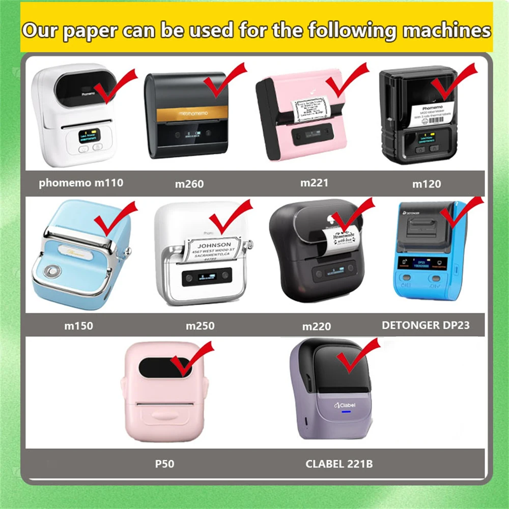 【Not compatible NIIMBOT】1Roll 40x20MM Compatible Phomemo M110 M220 M200 Self-Adhesive Laser Thermal Paper, E210 P50 Detong P1