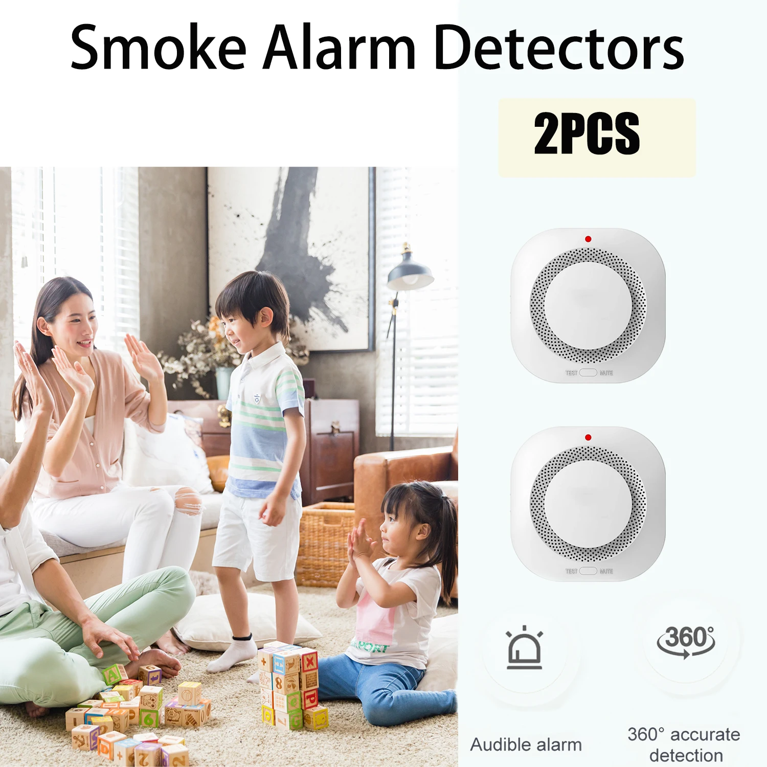 PGST-Sensor Detector de humo independiente, sistema de alarma contra incendios para seguridad de la oficina en el hogar, alarma de humo, protección contra incendios
