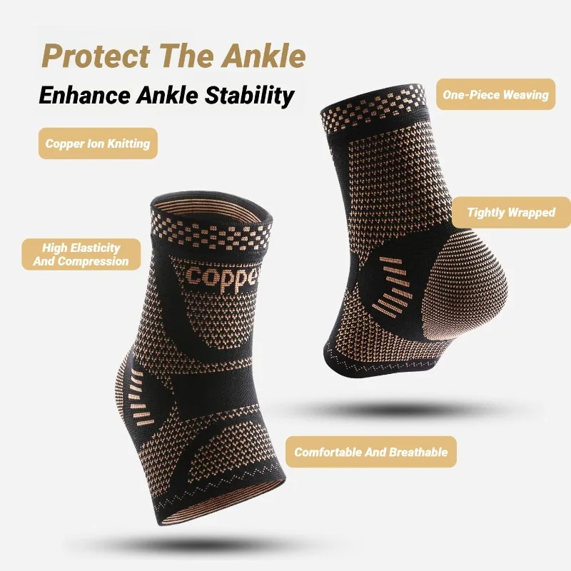 1Pcs Copper Ankle Brace,Infused Support Compression Sleeve For Men Women,For Foot Pain,Sprained Ankle,Recovery,Sports Brace image 3