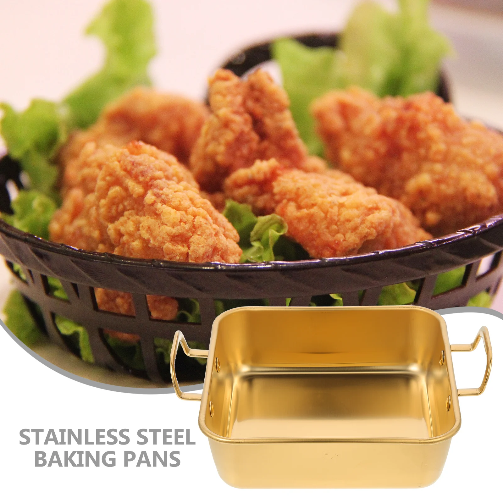 

Stainless Steel Square Baking Pan Non-Stick Handle Design For Banana Bread Meatloaf Sourdough Cake Tray Tiramisu