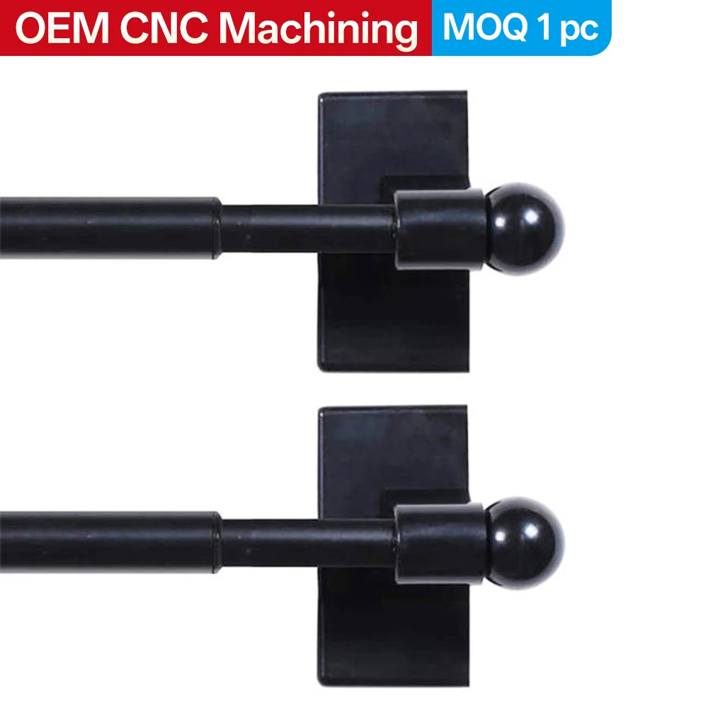 OEM CNC Machining Magnetic Curtain Rod Adjustable Self Adhesive Curtain Rod with Ball Finial No Drill Curtain Pole MOQ 1PC