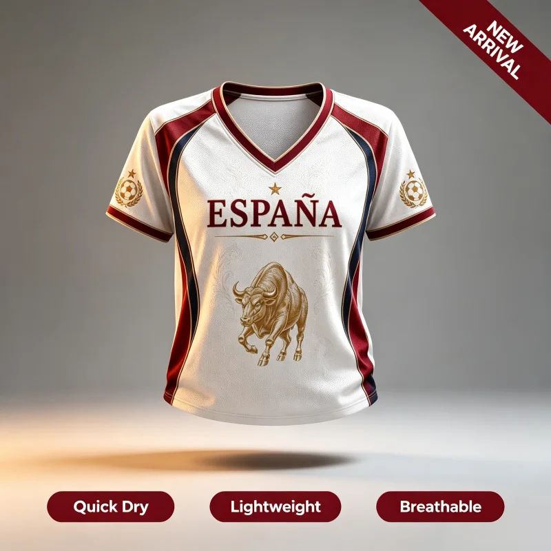 2026 New Quick Drying Spain 3D Print Theme Football Sports Training Fan Surrounding T-shirt for Men  Parent-child Tops