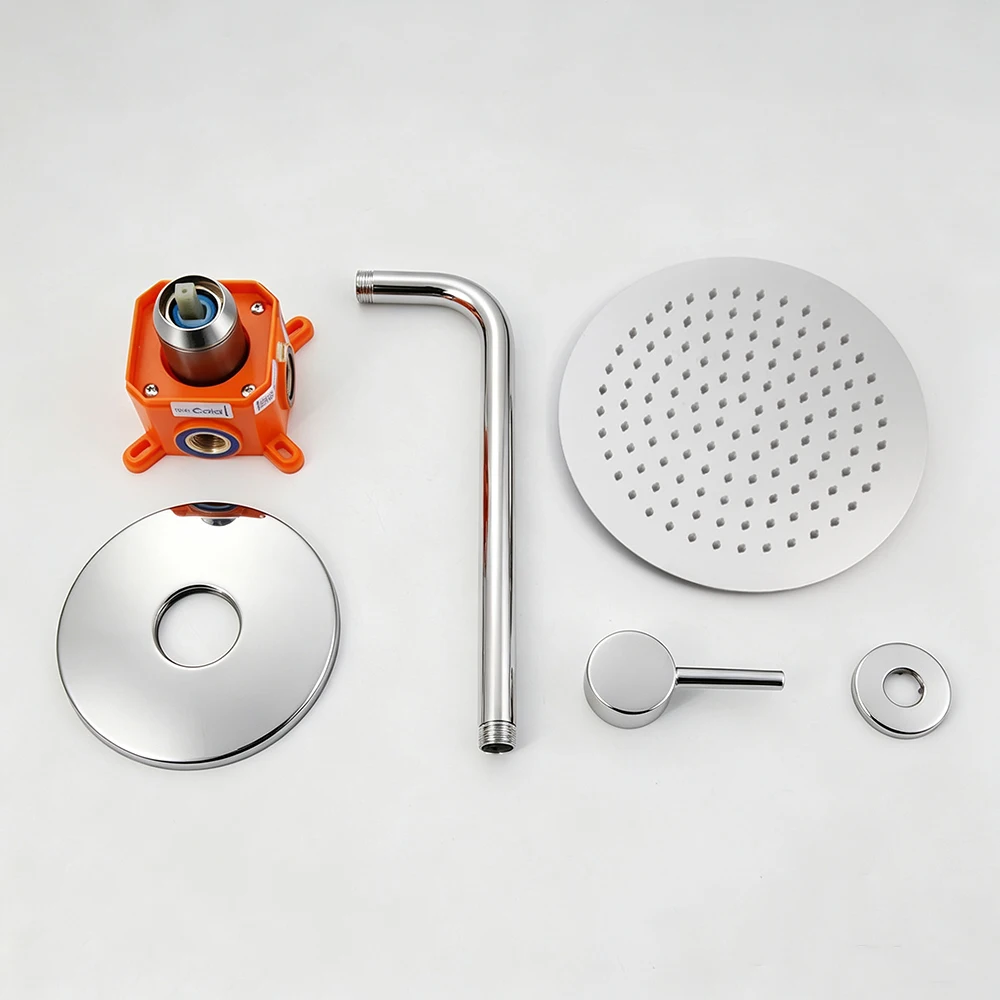 Torayvino Bathroom Chrome Shower Faucet Set With Rain Shower Head Outdoor Shower System Set Complete Bathtub Kit Mixer Tap