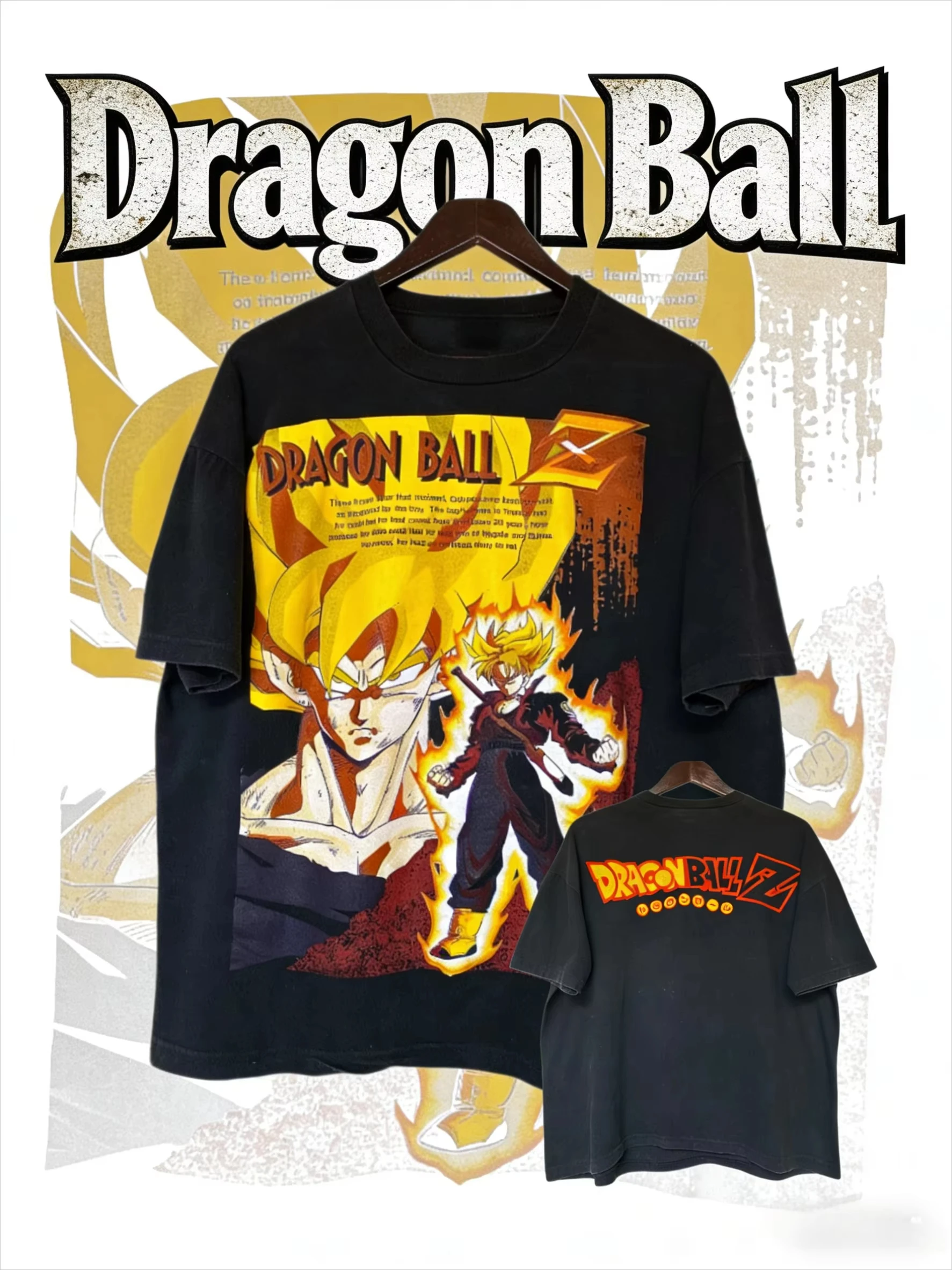 

Летняя футболка унисекс оверсайз из винтажного хлопка с Гоку и Транксом из Dragon Ball (2026) для детей и взрослых, повседневная уличная одежда