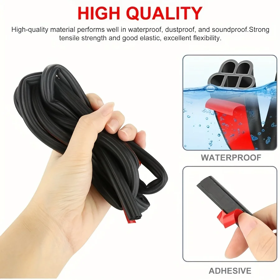 5Meters Reduce Sound Proof Foam Car Seal Strip Thicken Anti-noise Soundproof Rubber Car Silence Scheme Rubber Seal Strip