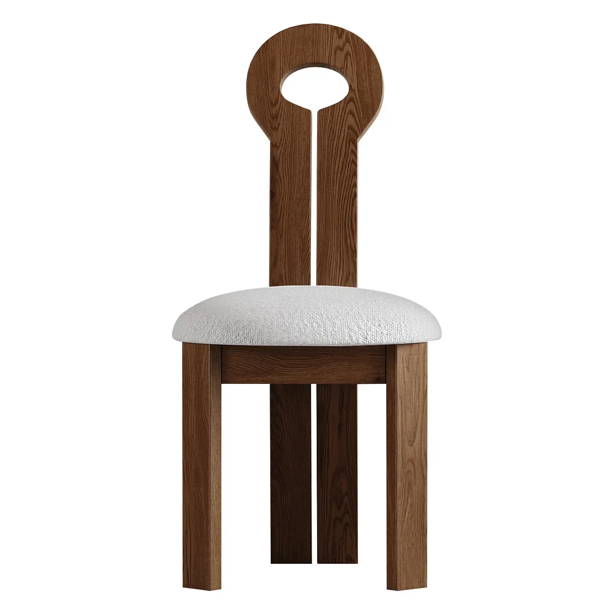 

Solid wood dining chair, white wax wood, medieval Nordic 2025 cream style solid wood dining chair