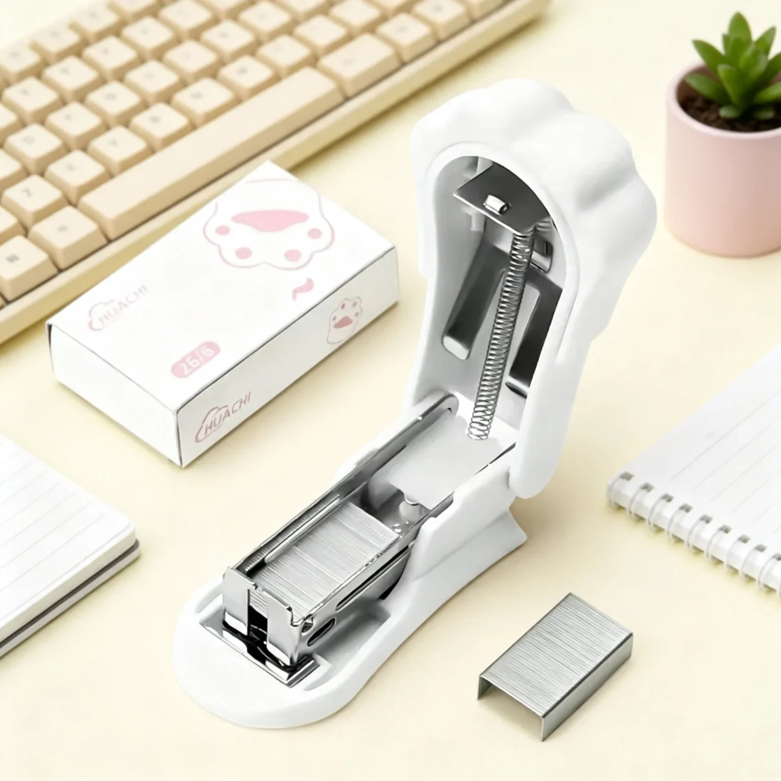 Mini Desktop Stapler With 400Pcs Staples, Lightweight Portable Manual Stapler For Paper & Document Binding, File Organization