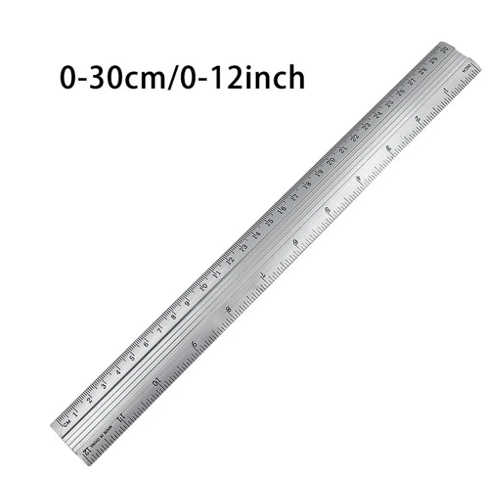 High Quality 1Pc Aluminum Alloy Handle Tools Ruler Dual Scale Ruler 1Pc Aluminum Alloy Dual Scale Straight Ruler