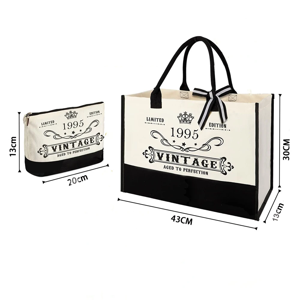 حقيبة حمل قماش عتيقة 1995 بنمط مخصص ونص هدية مثالية للأصدقاء والزملاء رائعة للتسوق واليومية