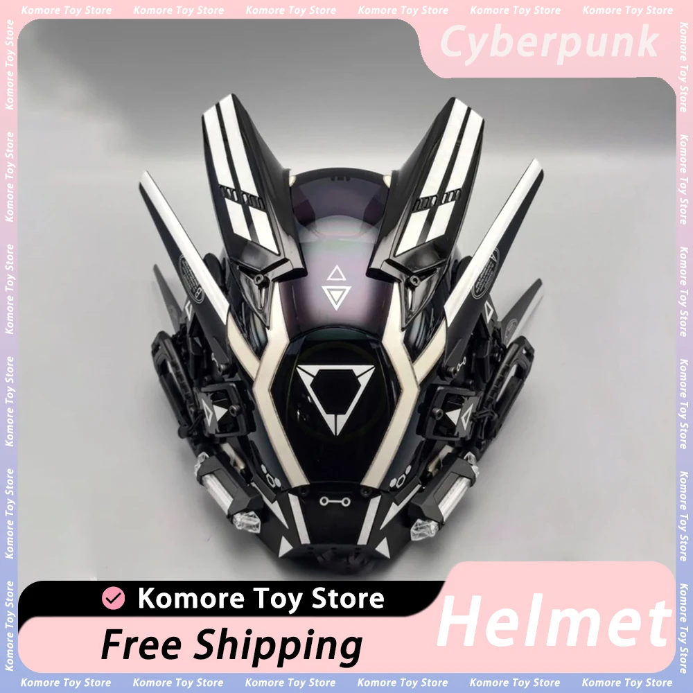 

Cyberpunk Helmet Robot Samurai Mask Shinobi Mask Cosplay Techwear Cyber Punk Hi-tech Helmet Armor Futuristic Toy With LED Light