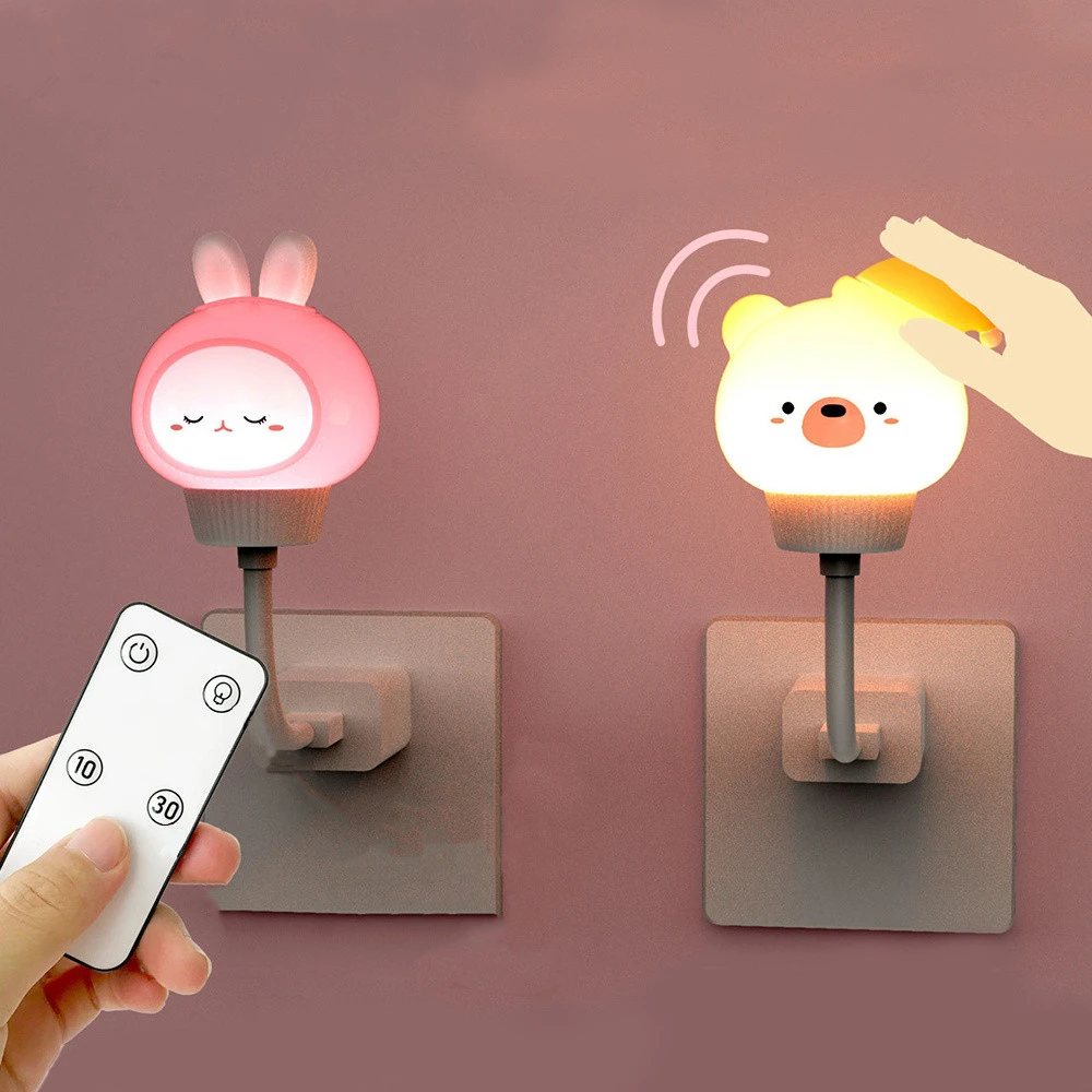 USB Night Light with Remote Control Cute Cartoon Night Lamp for Baby Kid Bedroom Decor Bedside Lamp Children\'s Birthday Souvenir