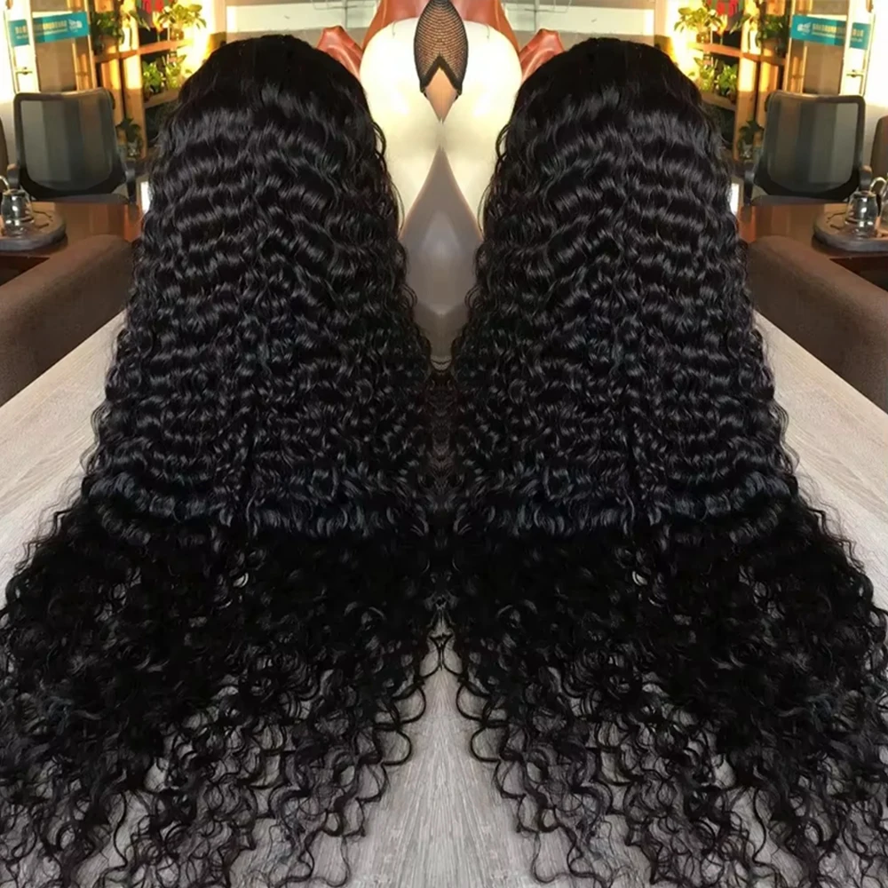 

250 Density 13x6 Kinky Curly HD Lace Frontal Wigs Brazilian 30 40 Inch Water Deep Wave 13x4 Lace Front Human Hair Wig For Women