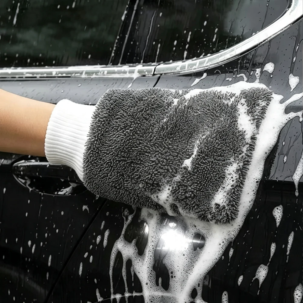 Twisted Loop Microfiber Car Wash Mitt Anti-Scratch Dual Use Auto Detailing Glove for Car Washing Drying Cleaning tool