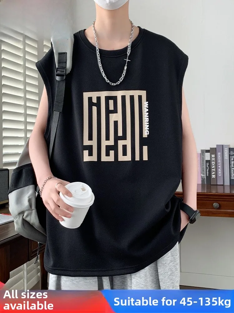 

Мужская майка большого размера с принтом, свободного кроя, летняя, повседневная, из полиэстеровой смеси, с круглым вырезом, без рукавов